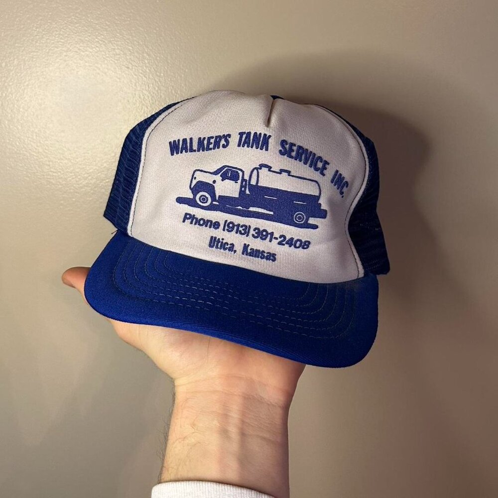 Men's Blue and White Hat